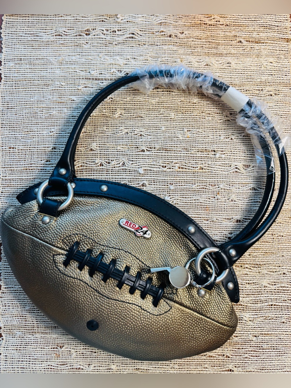 Metallic Dark Gold Leather Football Handbag Shoulder Bag-Customize for Your Team